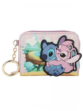 NWT Stitch & Angel Tropical Pastel Zip Cardholder Wallet - Pink, Blue